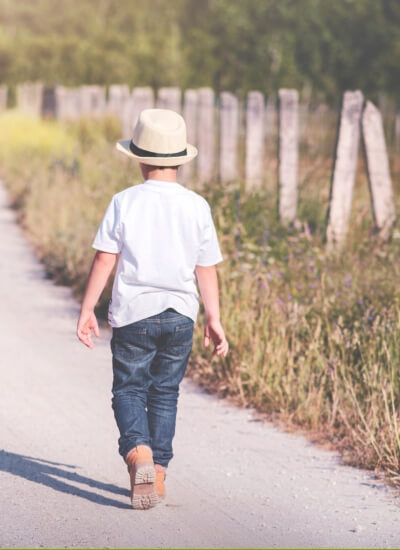 kid walking away